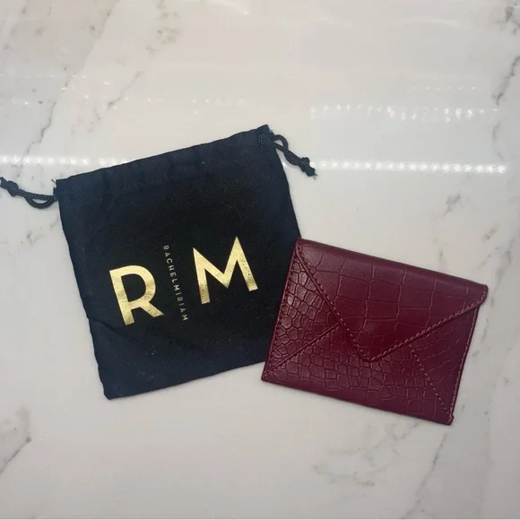 NWOT Rachel Miriam burgundy snakeskin genuine leather card holder - Picture 9 of 14